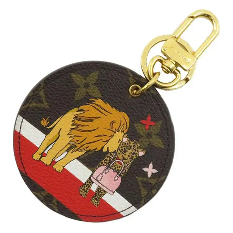 LOUIS VUITTON Canvas Keychains Unisex Brown/Red