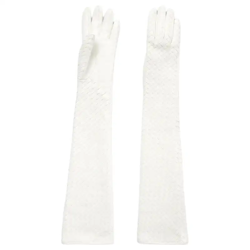 Bottega Veneta Leather Gloves Women's White