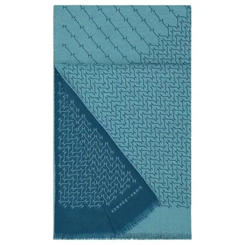 HERMES Multicolor Wool Knit Scarves Unisex Blue
