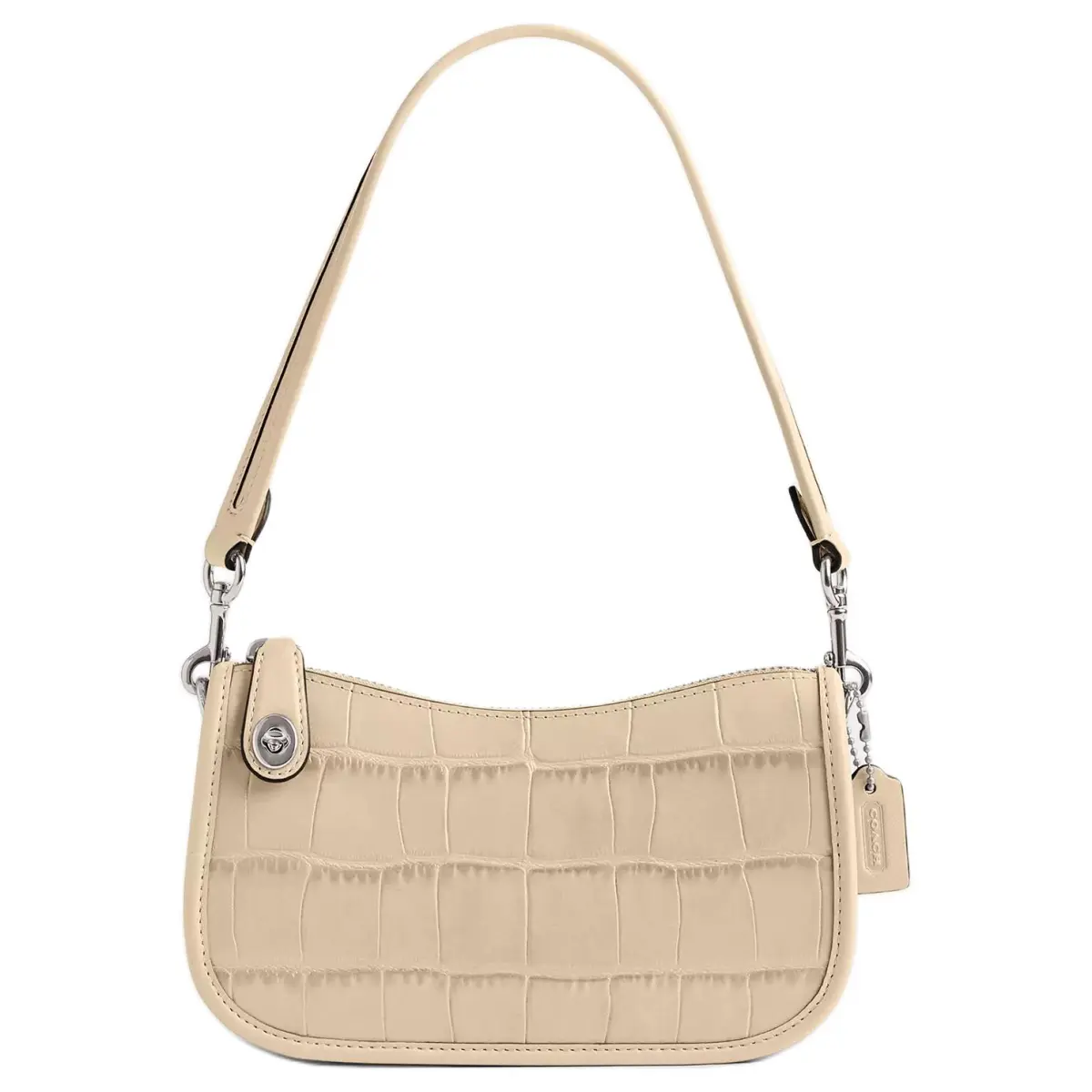 COACH Swinger Calfskin Handbag, Shoulder Bag Small Women's Ivory White