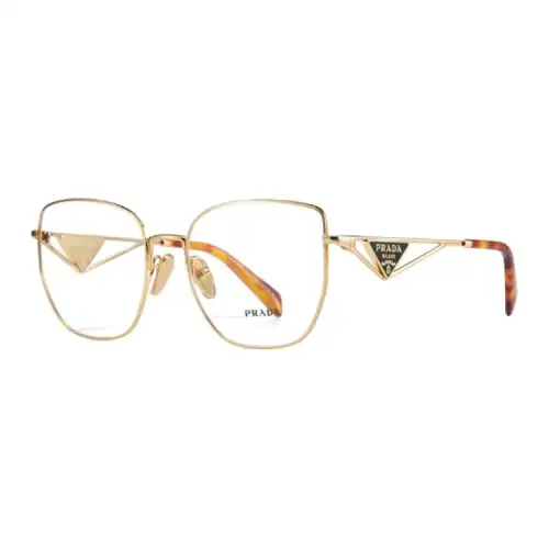 PRADA Irregular Shape Eyeglass Frames Women's Gold/Black/White
