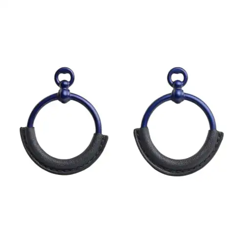 HERMES Aluminum Earrings Women's Blue