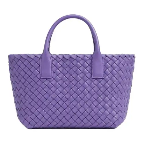 Bottega Veneta Lambskin Tote Bag, Shopping Bag, Handbag Mini Women's Dark Purple