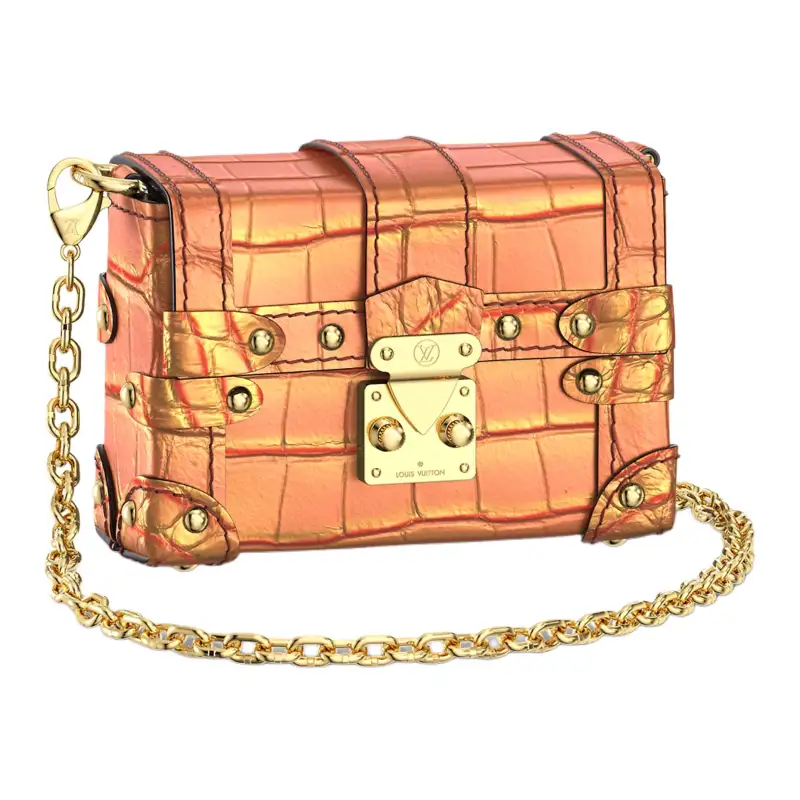 LOUIS VUITTON Crocodile Leather Shoulder Bag, Crossbody Bag Women's Metallic Oranges