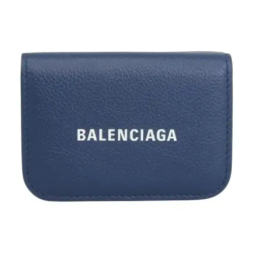 Balenciaga Leather Wallet Mini Women's Navy Blue
