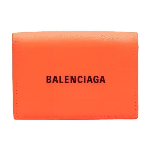 Balenciaga Cash Leather Card Holder Wallet Men's Orange