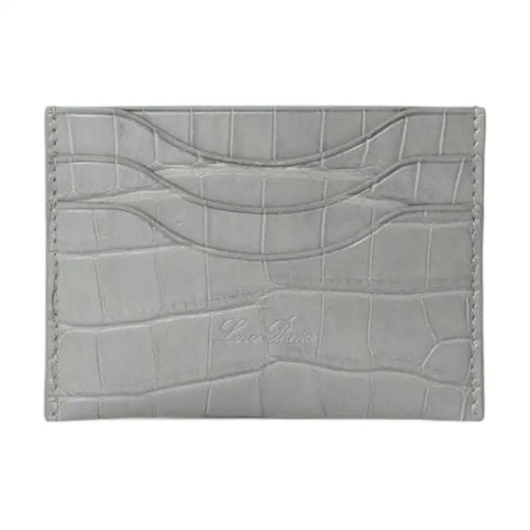 Loro Piana Crocodile Leather Card Holder Women's Eucalyptus