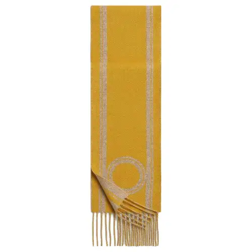 HERMES Cashmere Knit Scarves Women's Yellow