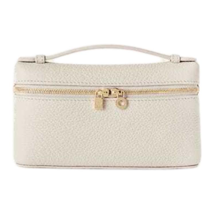 Loro Piana ExtraPocket Two Way Zip Closure Hammered Texture Calfskin One Shoulder Handbag Mini Women's Light Travertine
