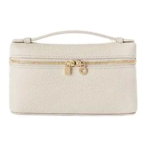 Loro Piana ExtraPocket Two Way Zip Closure Hammered Texture Calfskin One Shoulder Handbag Mini Women's Light Travertine