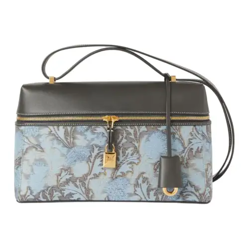 Loro Piana Extra Bag Cotton Blend Mulberry Silk Crossbody Bag, Shoulder Bag Women's Blue & Black