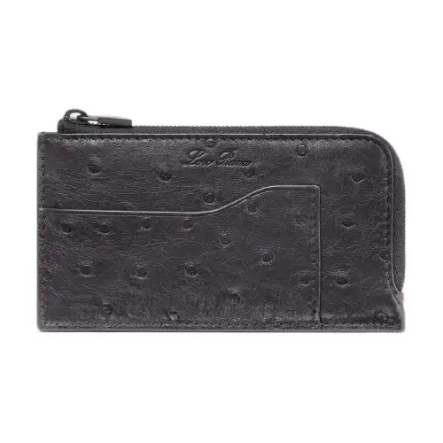 Loro Piana Ostrich Leather Card Holder Men's Black