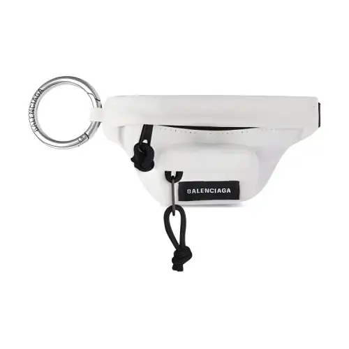 Balenciaga Nylon Keychain Fanny Pack Key Coin Purse Men's White