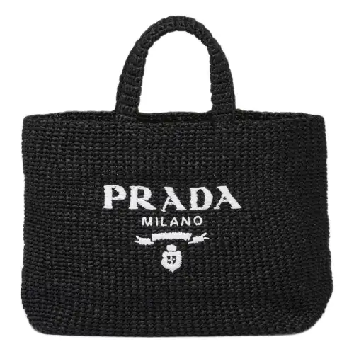 PRADA Yarn Tote Bag, Shopping Bag, Handbag Women's Black