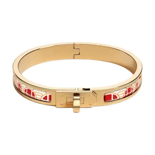 HERMES Mini Clic Kelly Faubourg City Gold Plated Bangles Women's Gold