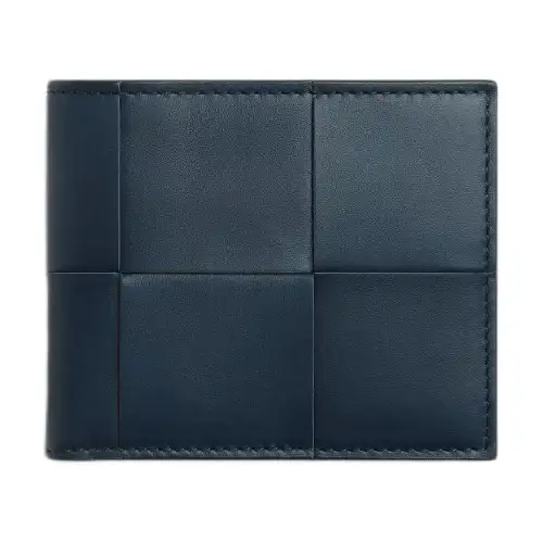 Bottega Veneta Calfskin Wallet Men's Dark Blue & Amara Color