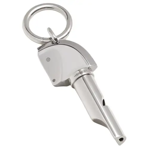 HERMES Stainless Steel Keychains Unisex Silver