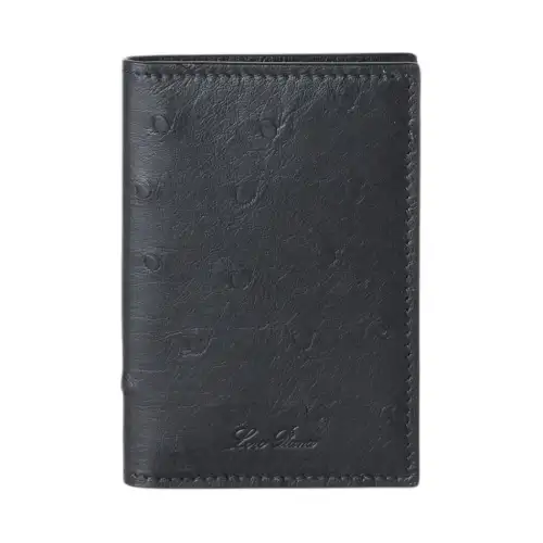 Loro Piana Ostrich Leather Card Holder Men's Black