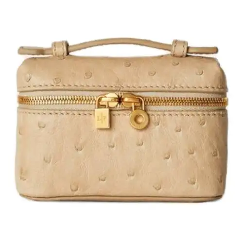 Loro Piana ExtraPocket Ostrich Leather Handbag Women's Beige Yellow