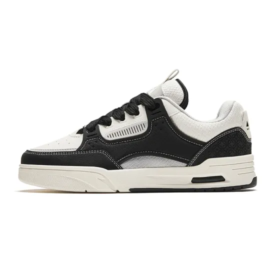 ANTA AOJIE Skateboard Shoes Men Low-Top Basic Black/Ivory White