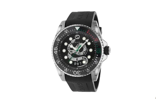 GUCCI Dive Collection Wrist Watches Quartz Movement Rubber Strap Black Dial Men's Watches