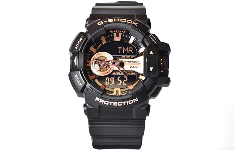 CASIO Men Liquid Crystal/Analog Dual Display Series Gold Watch GA-400GB-1A4