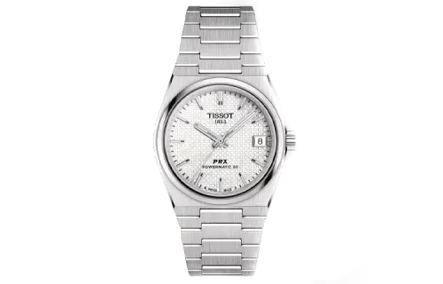 TISSOT PRX Automatic Mechanical Movement 100m Waterproof Unisex Watch 35mm White Dial Stainless Steel Watchband
