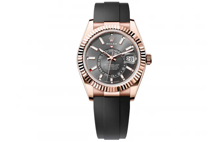 ROLEX Rolex, charlotte tilbury, automatic mechanical mechanism, waterproof men's watch, black dial, golden gold watch, case, 2023, 100meter, 42mm, pink gold