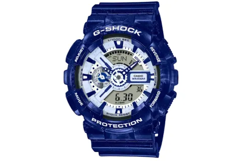 CASIO Unisex Liquid Crystal/Analog Dual Display Series Blue Watch GA-110BWP-2A