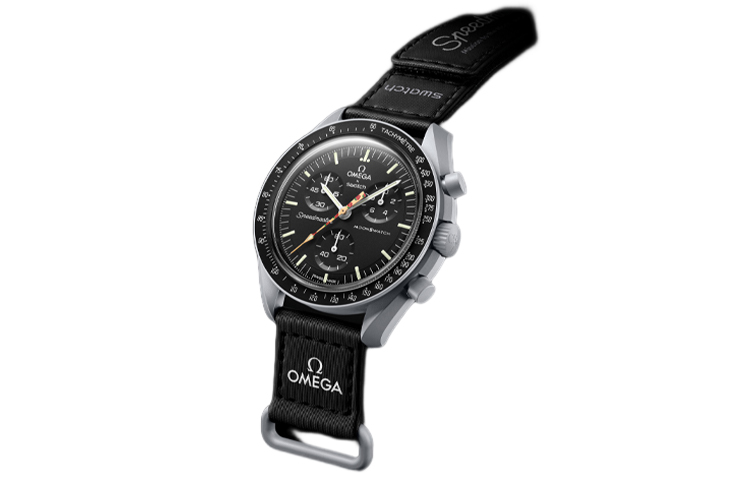SWATCH Swatch, quartz strawberry for men and women, black dial, case, nylon watch strap, quartz mechanism, print, 42mm