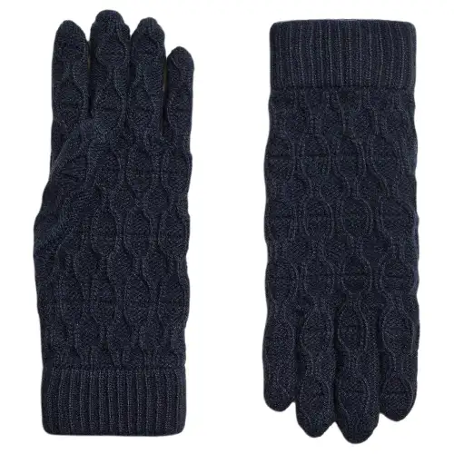HERMES Cashmere Knit Gloves Men's Blue