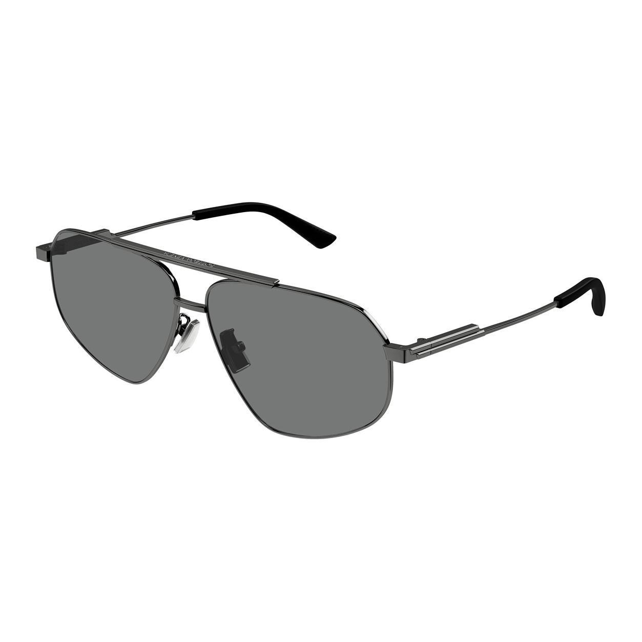 Bottega Veneta Brand Logo Metal Aviator Sunglasses Unisex Gray