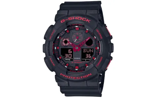 CASIO Men Liquid Crystal/Analog Dual Display Series Black Watch GA-100BNR-1A