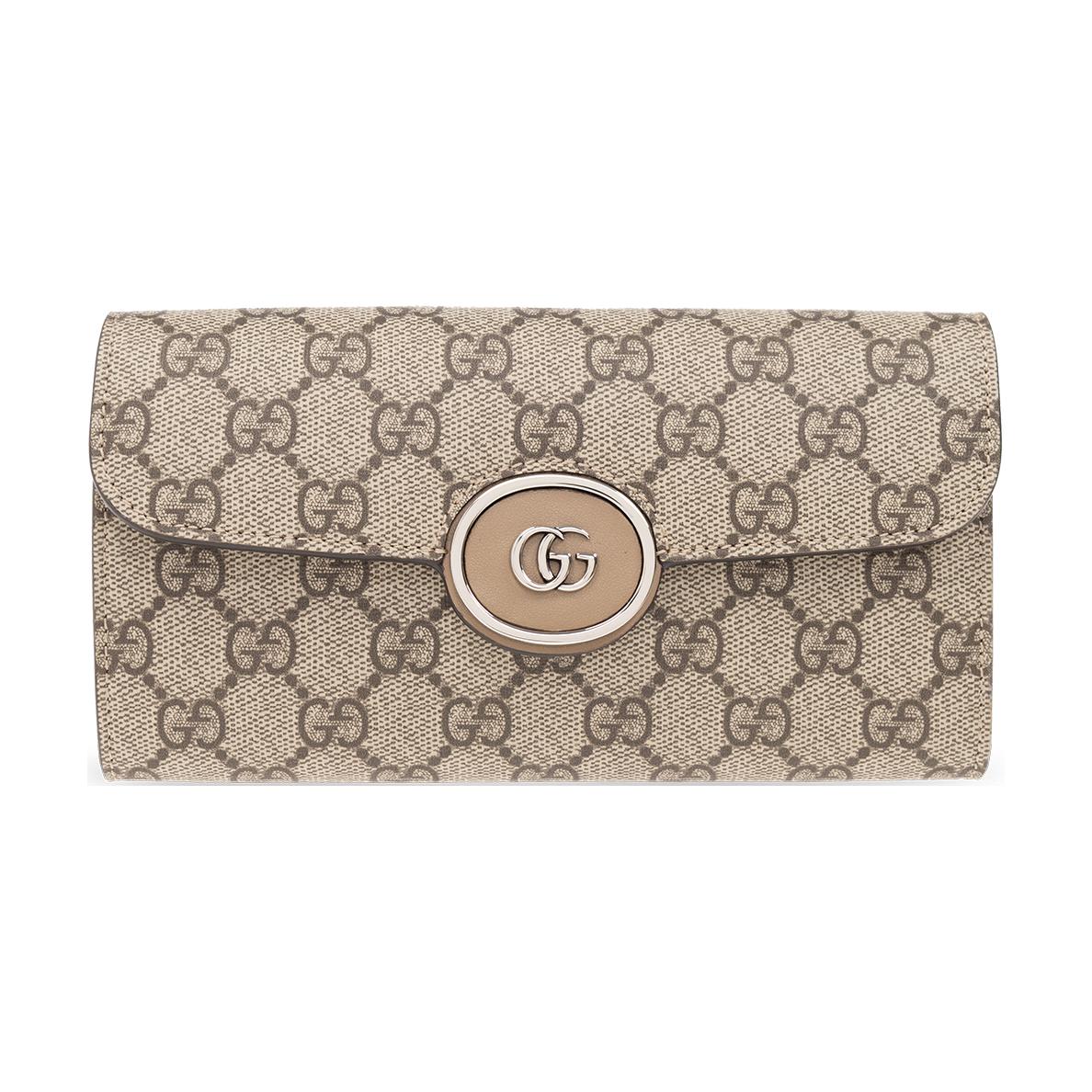 GUCCI PETITE GG Canvas With Calfskin Wallet Women's Beige