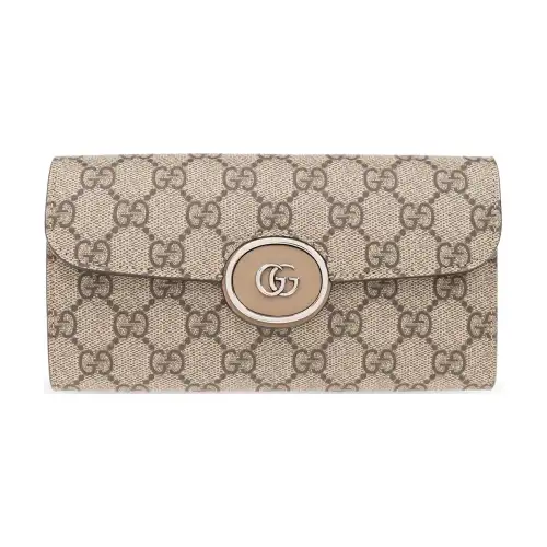 GUCCI PETITE GG Canvas With Calfskin Wallet Women's Beige