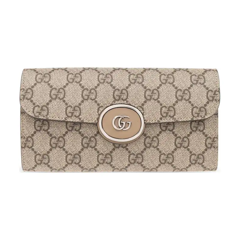 GUCCI PETITE GG Canvas With Calfskin Wallet Women's Beige