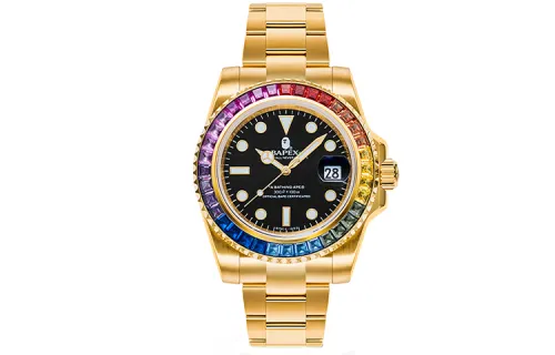 Bape Type 1 Bapex Crystal Stone Watch Gold/Rainbow
