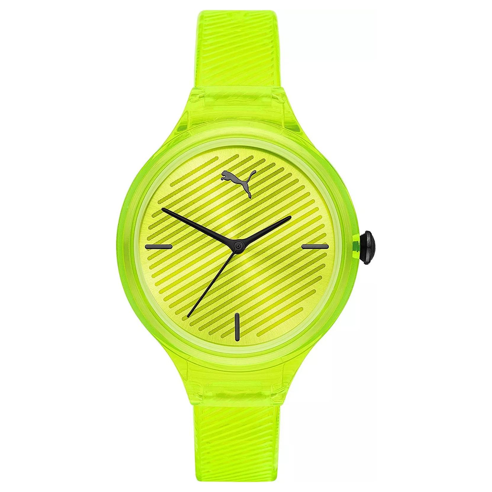 PUMA Wrist Watches Quartz Movement Rubber Strap 36mm Yellow Watch Dial Women's Watch 30m Water Resistant