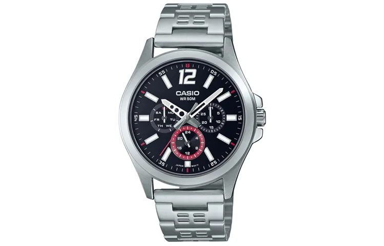 CASIO STANDARD Quartz Movement Stainless Steel Strap Watch Men's Watches Black Dial