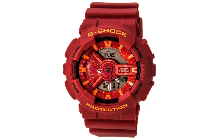 CASIO Unisex Liquid Crystal/Analog Dual Display Series 51mm Red Watch GA-110AC-4A