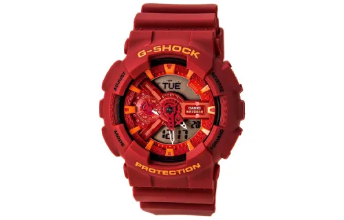CASIO Unisex Liquid Crystal/Analog Dual Display Series 51mm Red Watch GA-110AC-4A