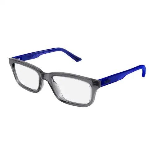 PUMA Recycled Acetate Rectangular Eyeglass Frames Kids Blue
