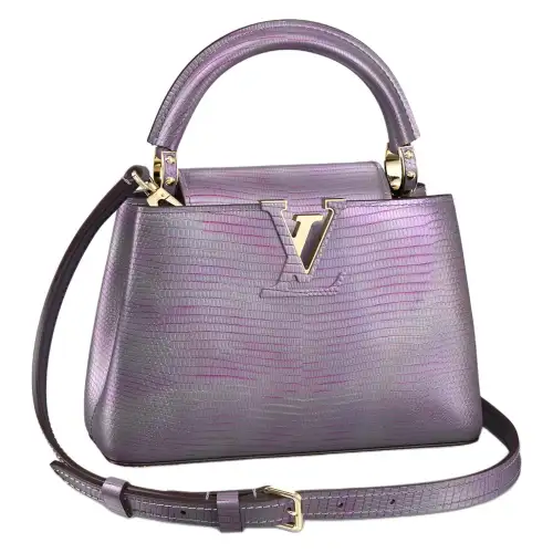 LOUIS VUITTON Capucines High Gloss Lizard Skin Leather Kapsyn Shoulder Bag, Crossbody Bag, Handbag Mini Women's Purple