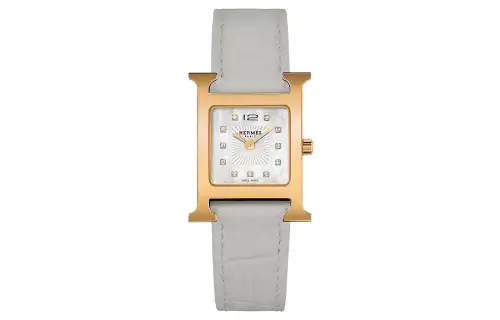 HERMES Heure H Wrist Watches Quartz Movement Genuine Leather Strap Mother of Pearl Color Watch Dial Women's Watch