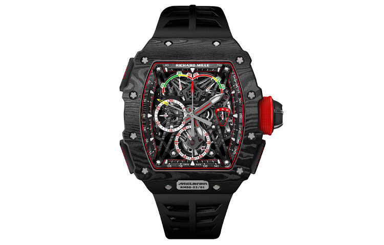 RICHARD MILLE Richard Mille Men's Series Manual Mechanical Movement Richard Mille Limited Edition Men's Watch Swiss Watch 44.5mm 44.5*49.65mm Skeleton Dial Carbon TPT® Carbon Fiber Case Rubber Strap
