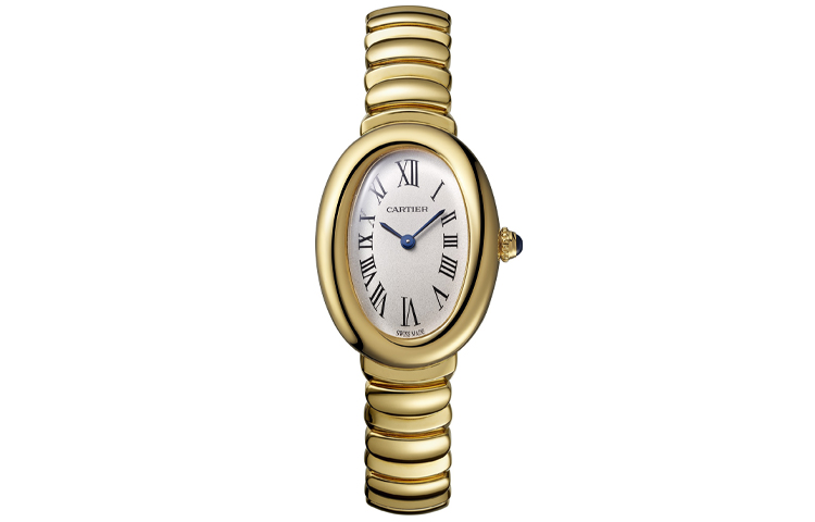 Cartier, quartz waterproof women's watch, white dial, golden gold watch, case, quartz mechanism, 30meter, 23.1mm, 18 carat