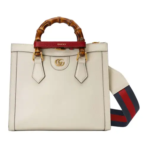 GUCCI Diana Leather Tote Bag, Shopping Bag, Shoulder Bag, Crossbody Bag, Handbag Small Women's White