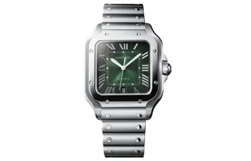 Cartier, mechanical mechanism, waterproof men's watch, green dial, watch strap stainless steel, 100meter, 39.8mm