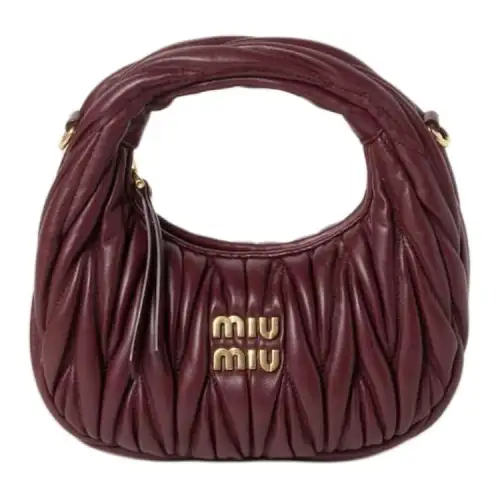 MIU MIU Wander Soft Sheep Leather Hobo Bag, Shoulder Bag, Crossbody Bag, Handbag Mini Women's Garnet Red