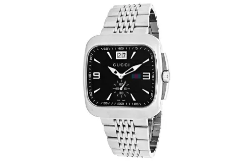 GUCCI G Coupe Collection Wrist Watches Quartz Movement Stainless Steel Strap Black Dial Men's Watches